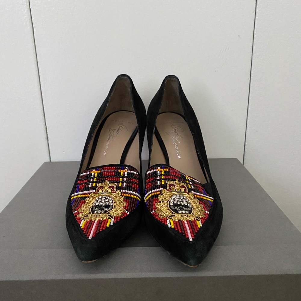 One of a kind! Beaded Kitten Heel Pump.